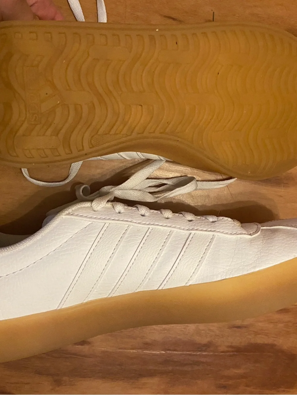 adidas White Leather Sneakers with Gum Outsole Women’s 8.5